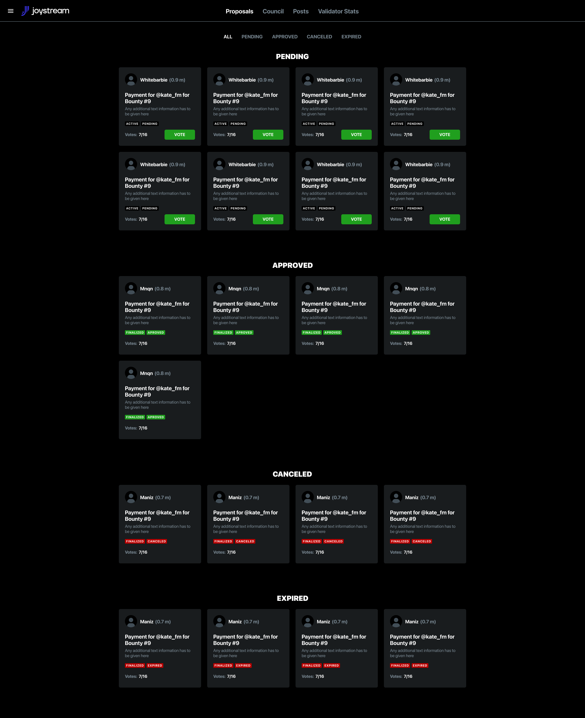 Proposals Overview